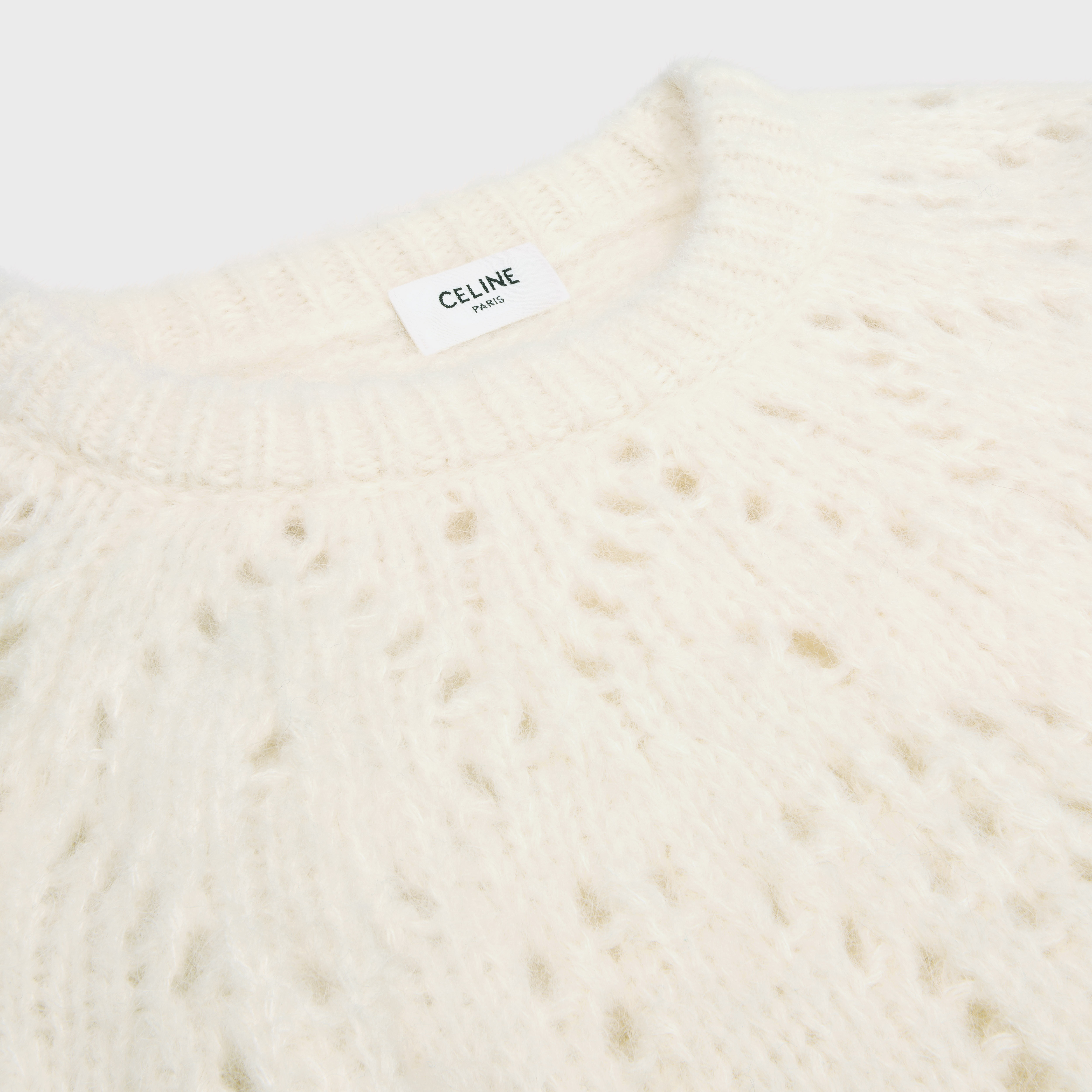 crew neck fair isle sweater in alpaca wool pointelle - 3