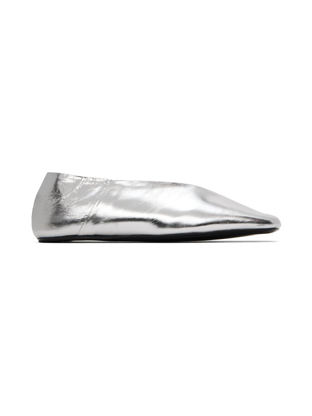 Silver Square Toe Ballerina Flats - 1