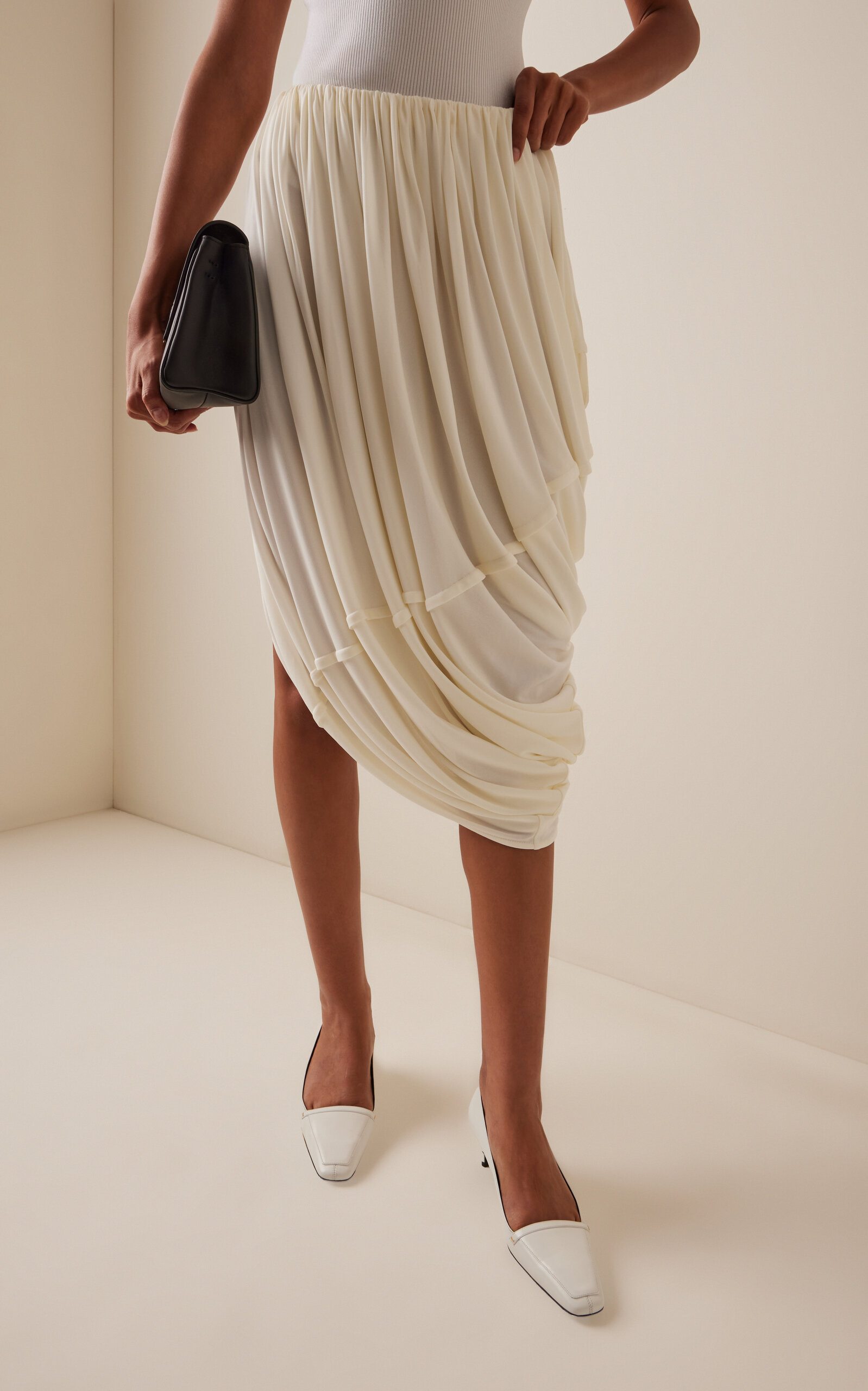 Draped Jersey Skirt ivory - 3