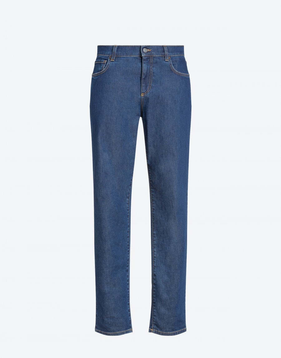 DENIM TROUSERS WITH DOUBLE QUESTION MARK - 1