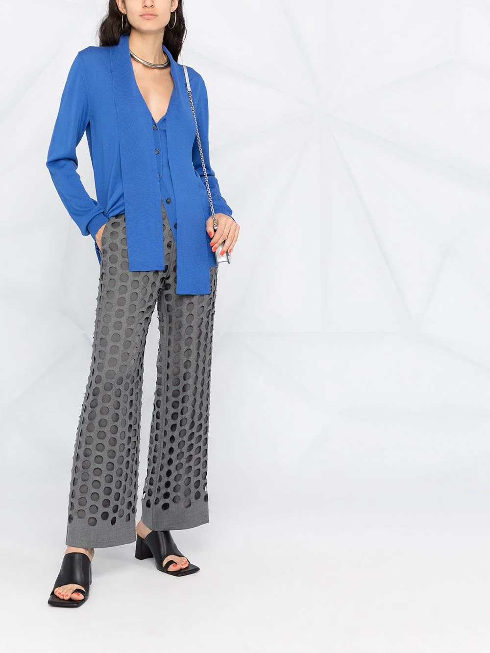 hole punched tailored trousers - 2