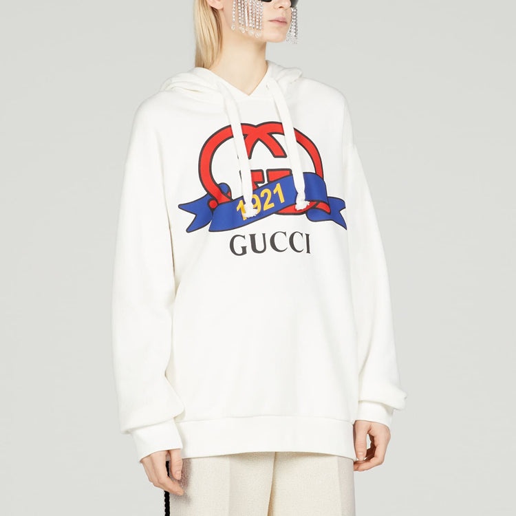 (WMNS) Gucci Interlocking G 1921 Print Sweatshirt 'White' 717427-XJFNI-9095 - 4
