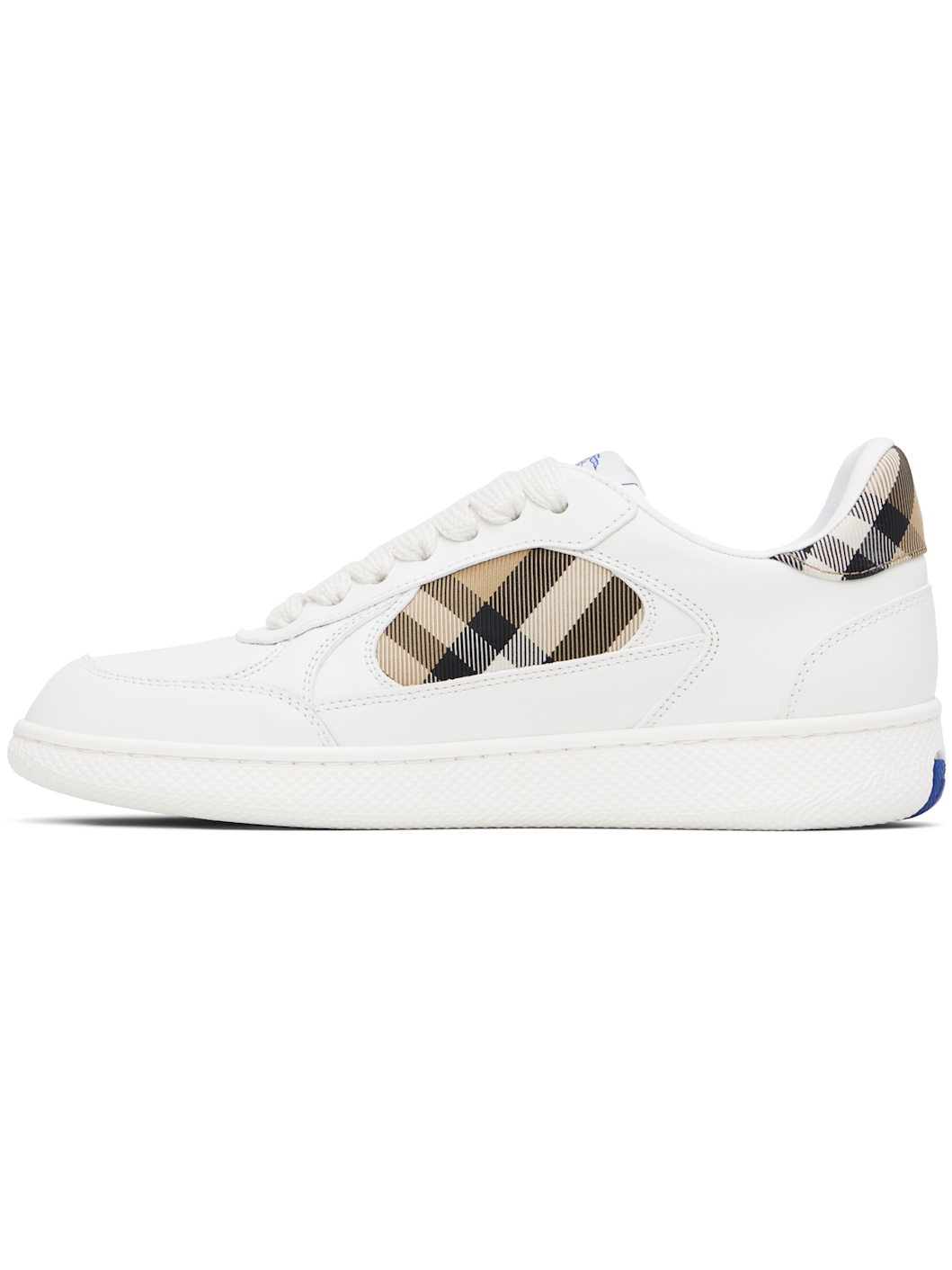 White Leather & Check Terrace Sneakers​ - 3
