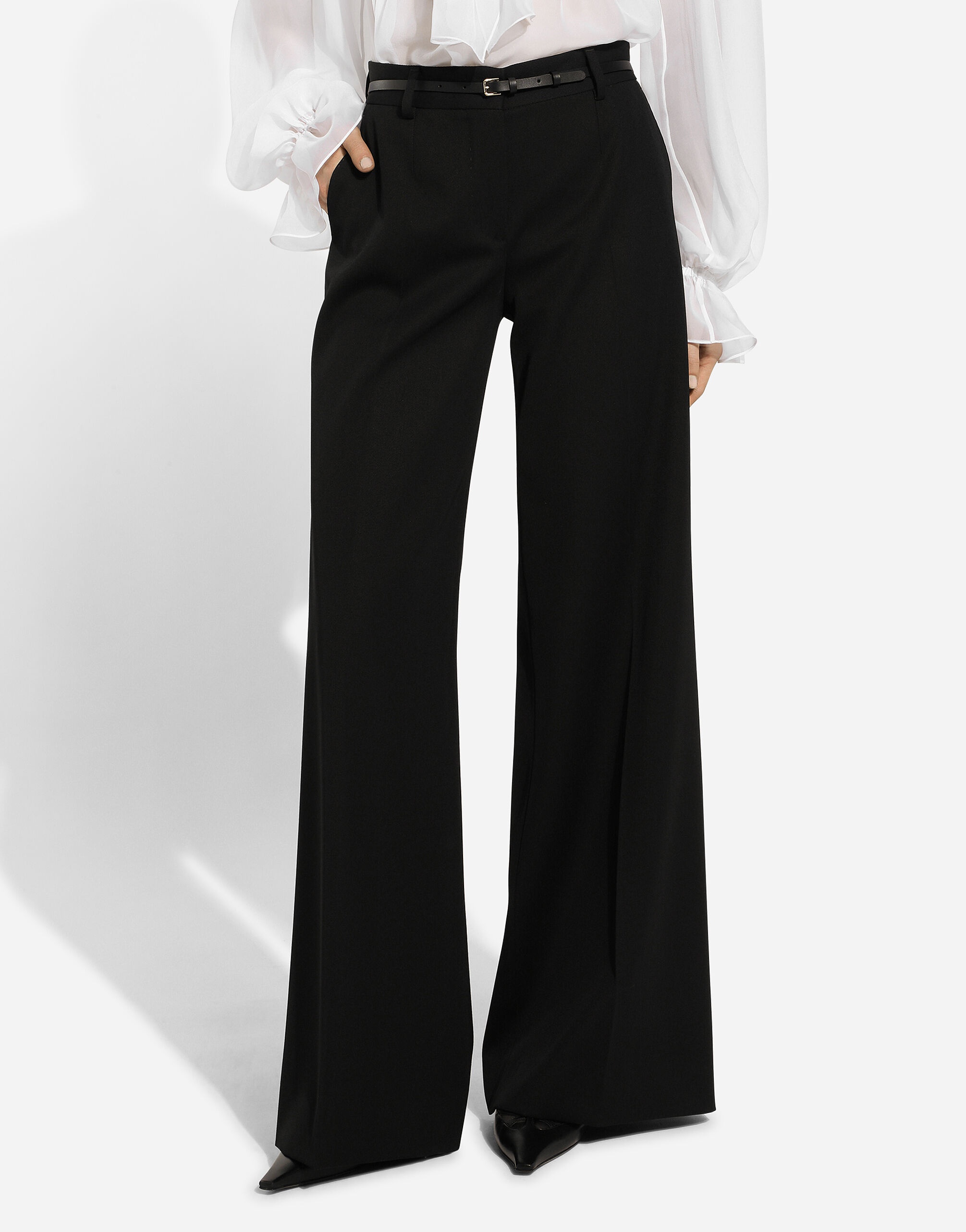 Flared wool gabardine pants - 4