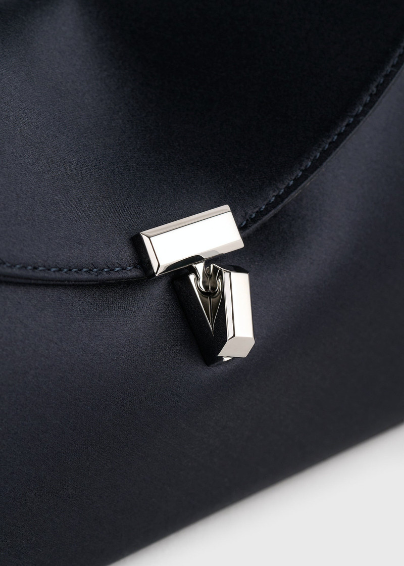 Mini T-lock satin clutch navy 4