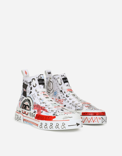 Dolce & Gabbana Hand-painted graffiti canvas Portofino Light mid-top sneakers outlook