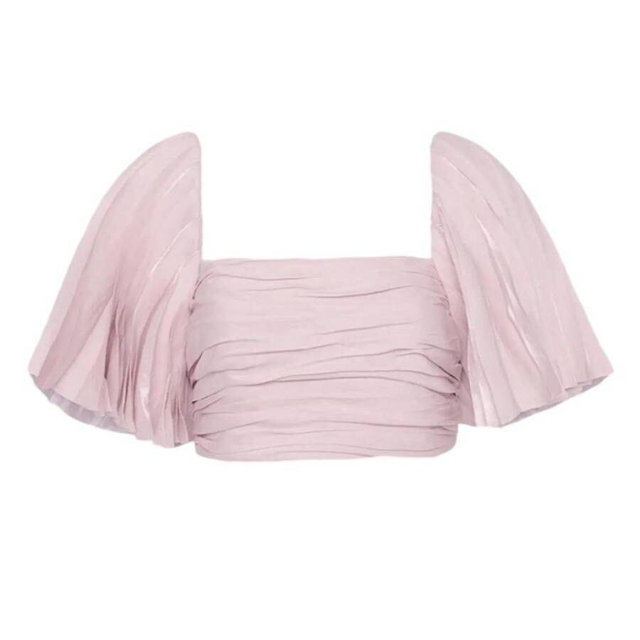 Aje Blush Pink Cari Ruched Crop Top - 5