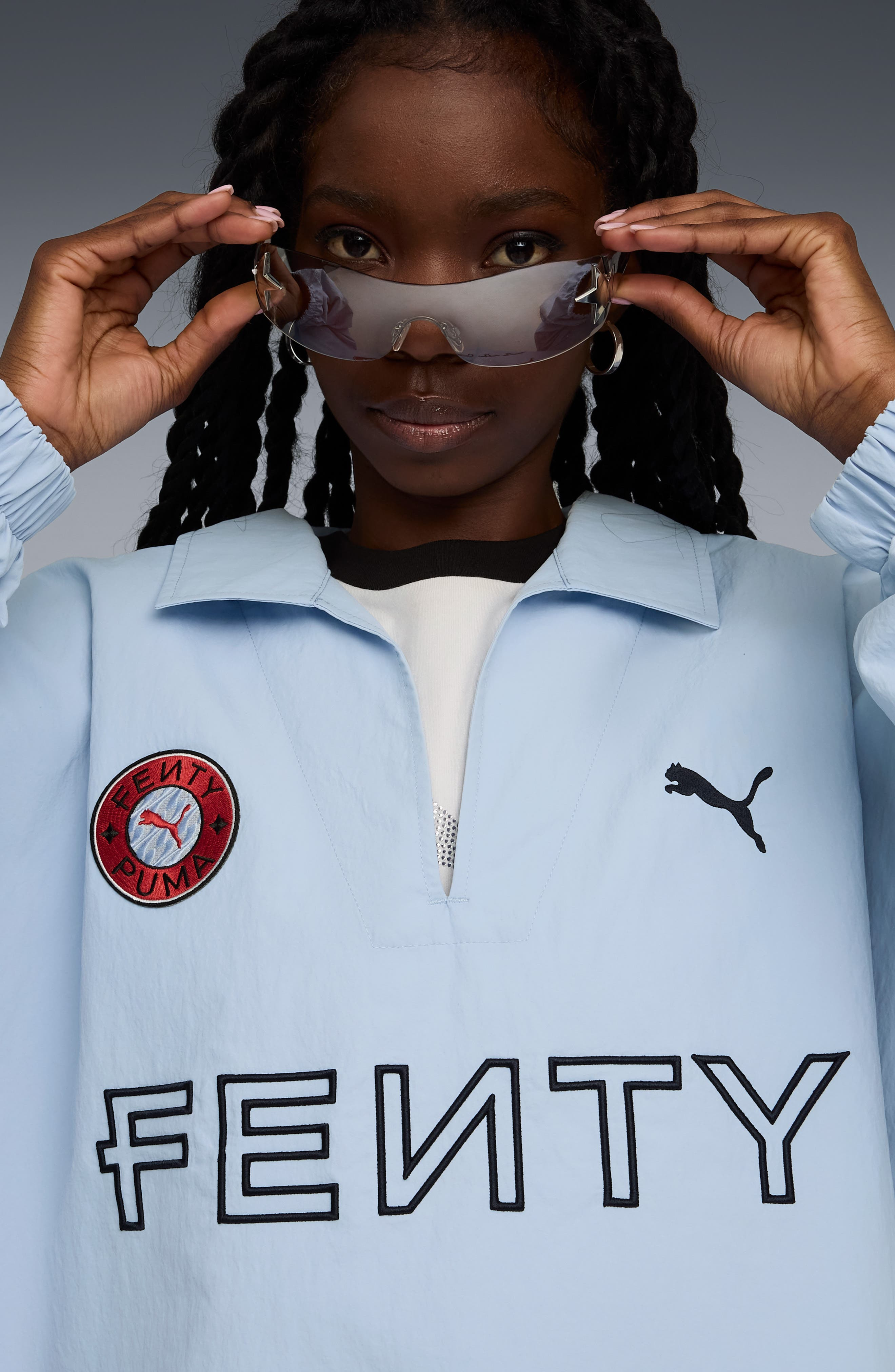 PUMA x FENTY Nylon Drill Pullover in Haute Tropic at Nordstrom - 6