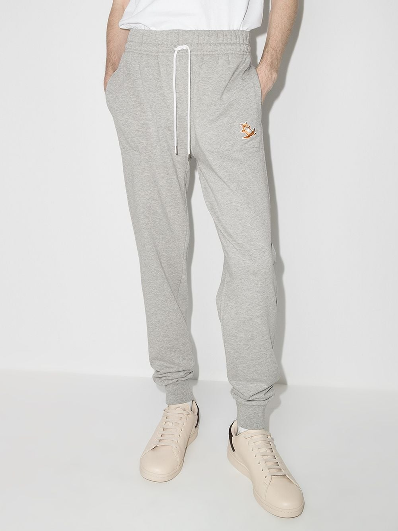 Maison Kitsuné Tapered Logo-Appliquéd Loopback Cotton-Jersey Sweatpants outlook