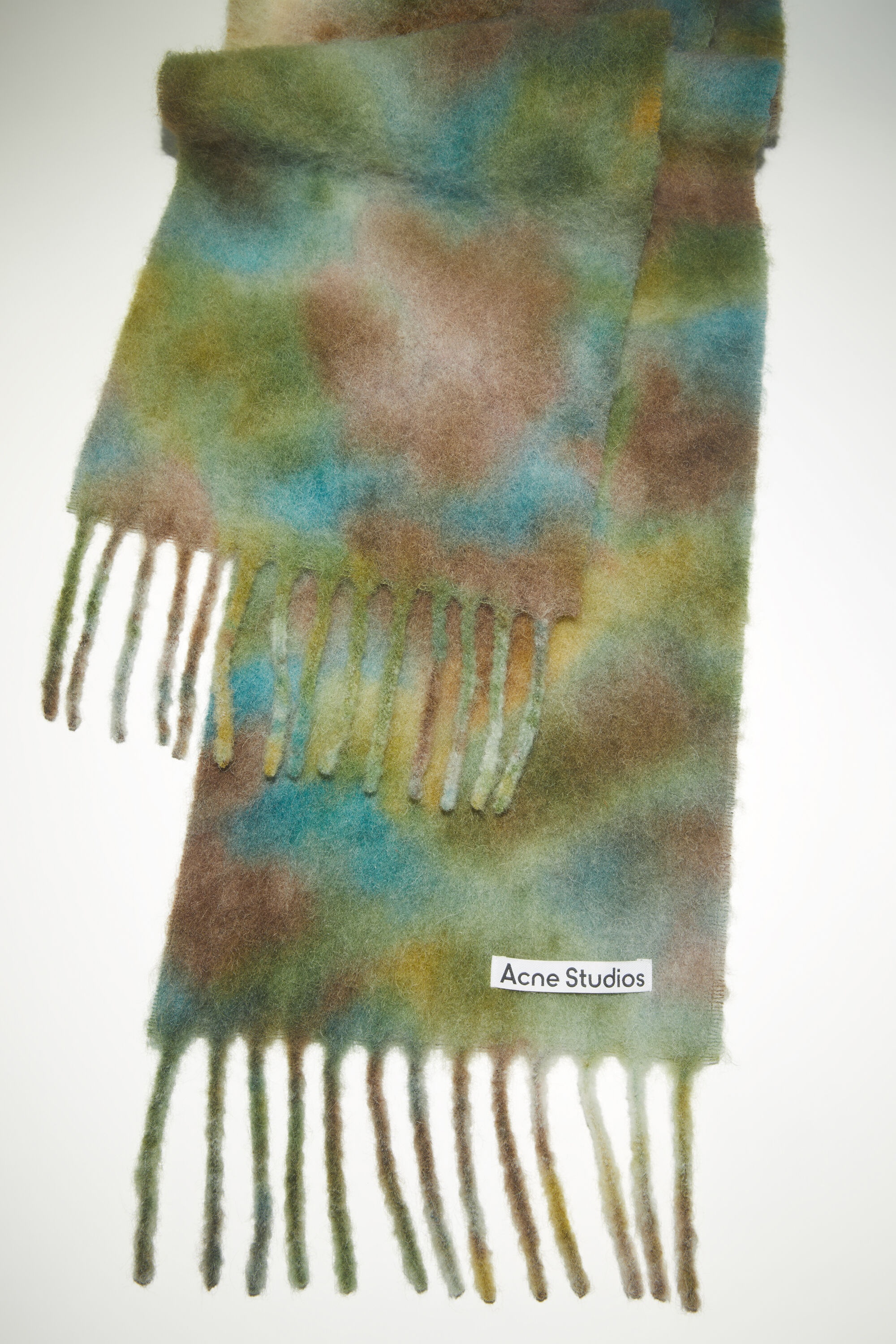 Wool mohair tie-dye scarf - Acid green/lavender blue - 4