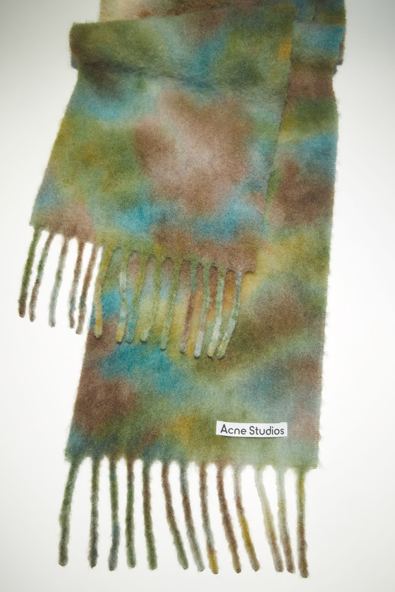 Wool mohair tie-dye scarf - Acid green/lavender blue 4