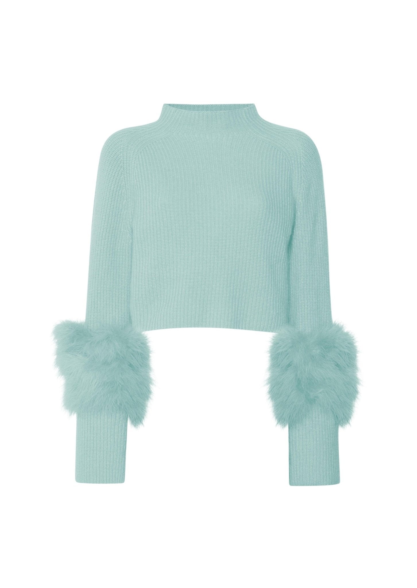 Cashmere Cropped Sweater With Marabou Feathers - 1
