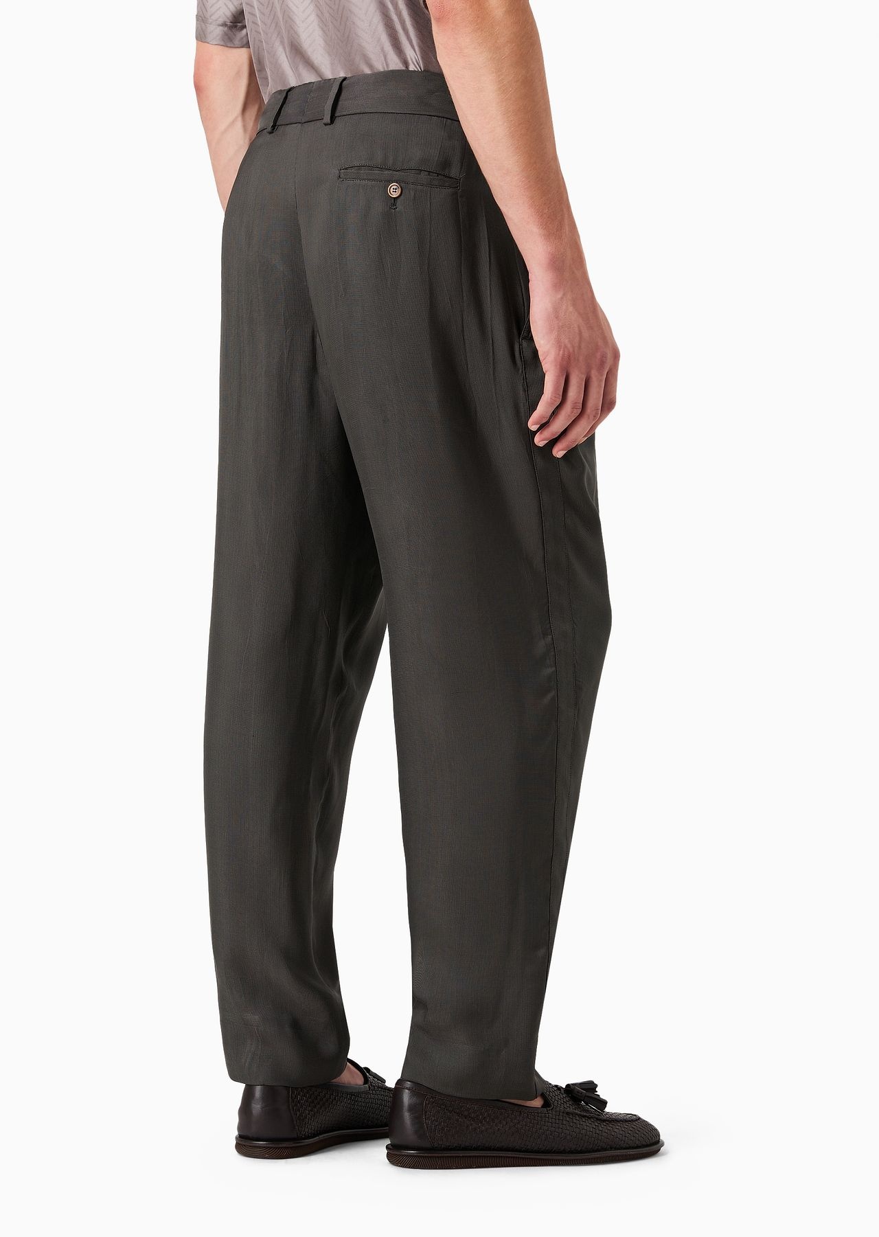Jacquard viscose darted trousers - 3