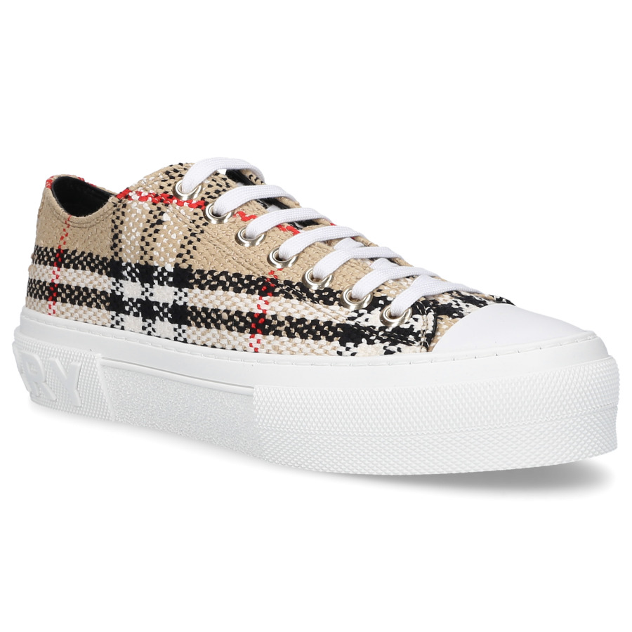 【BURBERRY】 80673421 アイコンストライプ スニーカー Burberry Black Leather Icon Stripe/Check AMF Thompson Icon