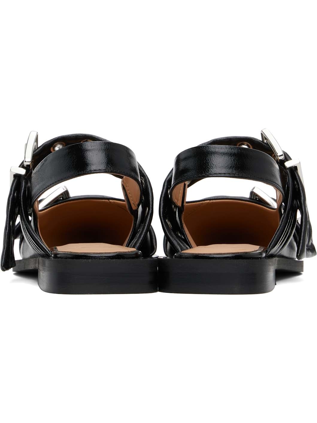 Black Feminine Buckle Flats - 2