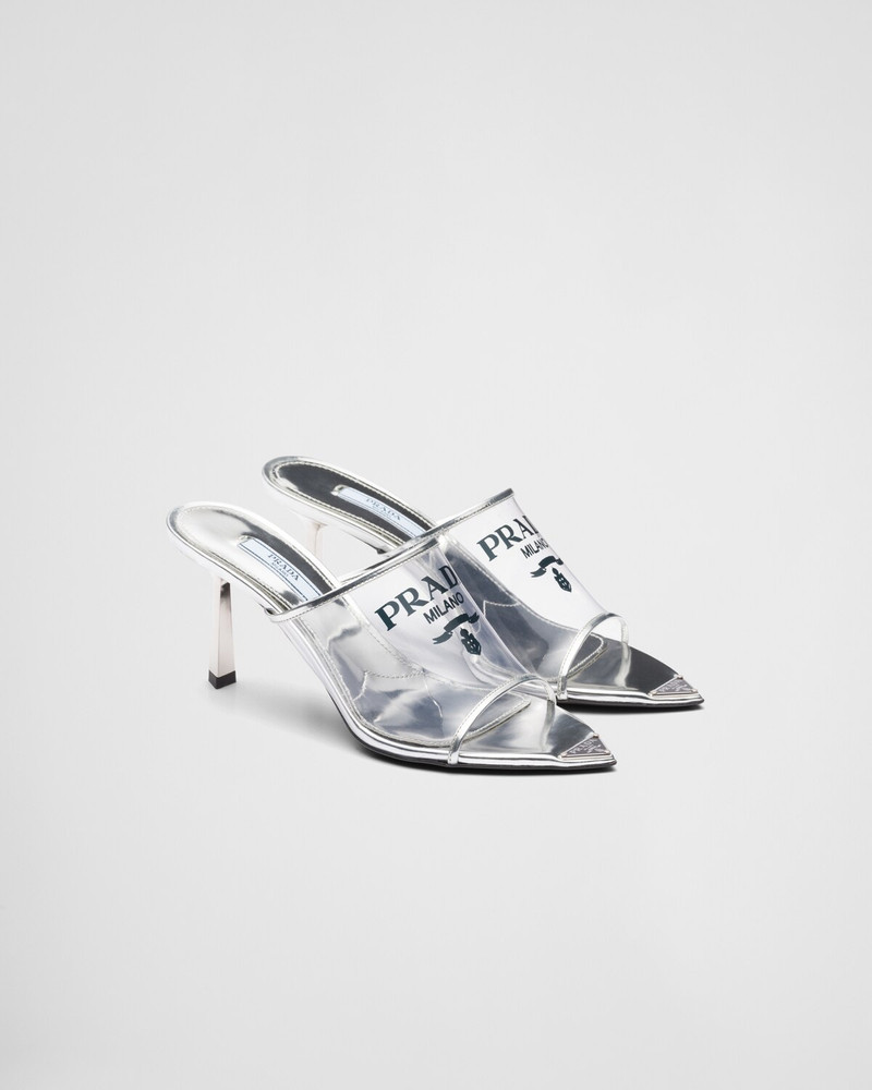 Prada Logo-print Plexiglas high-heel slides outlook