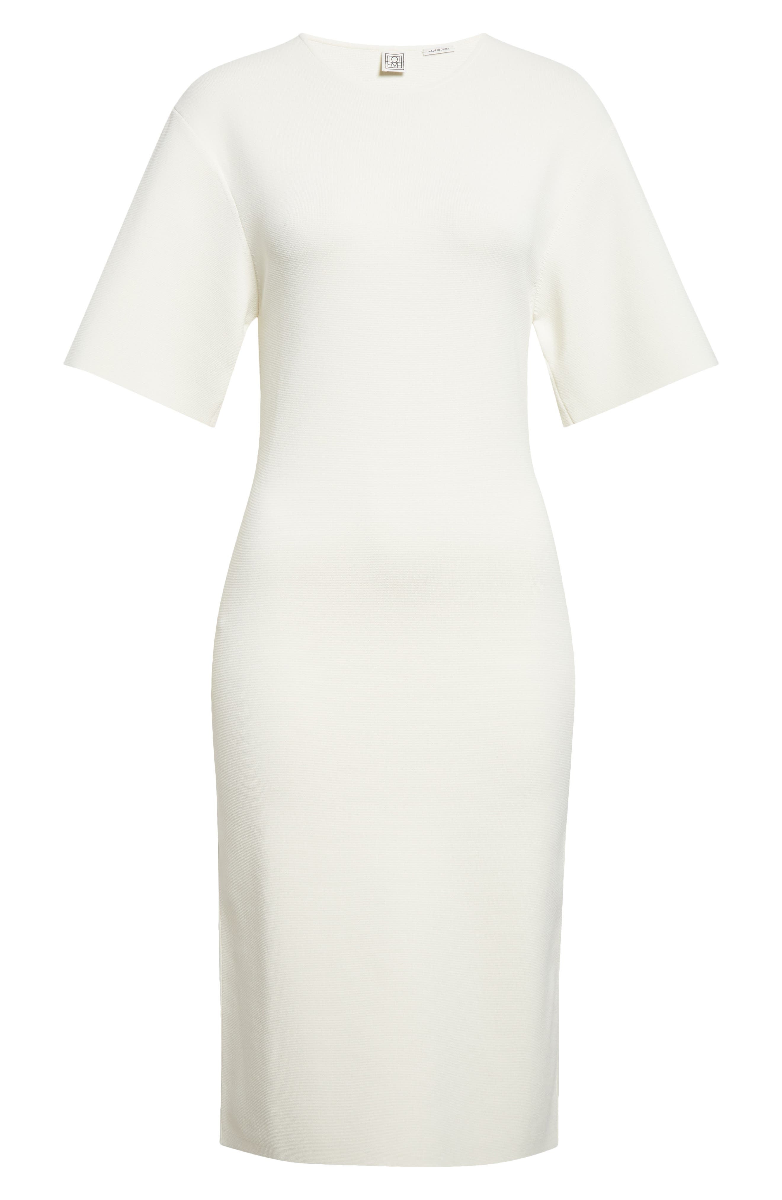 TOTEME Compact Jersey T-Shirt Dress in White at Nordstrom - 5