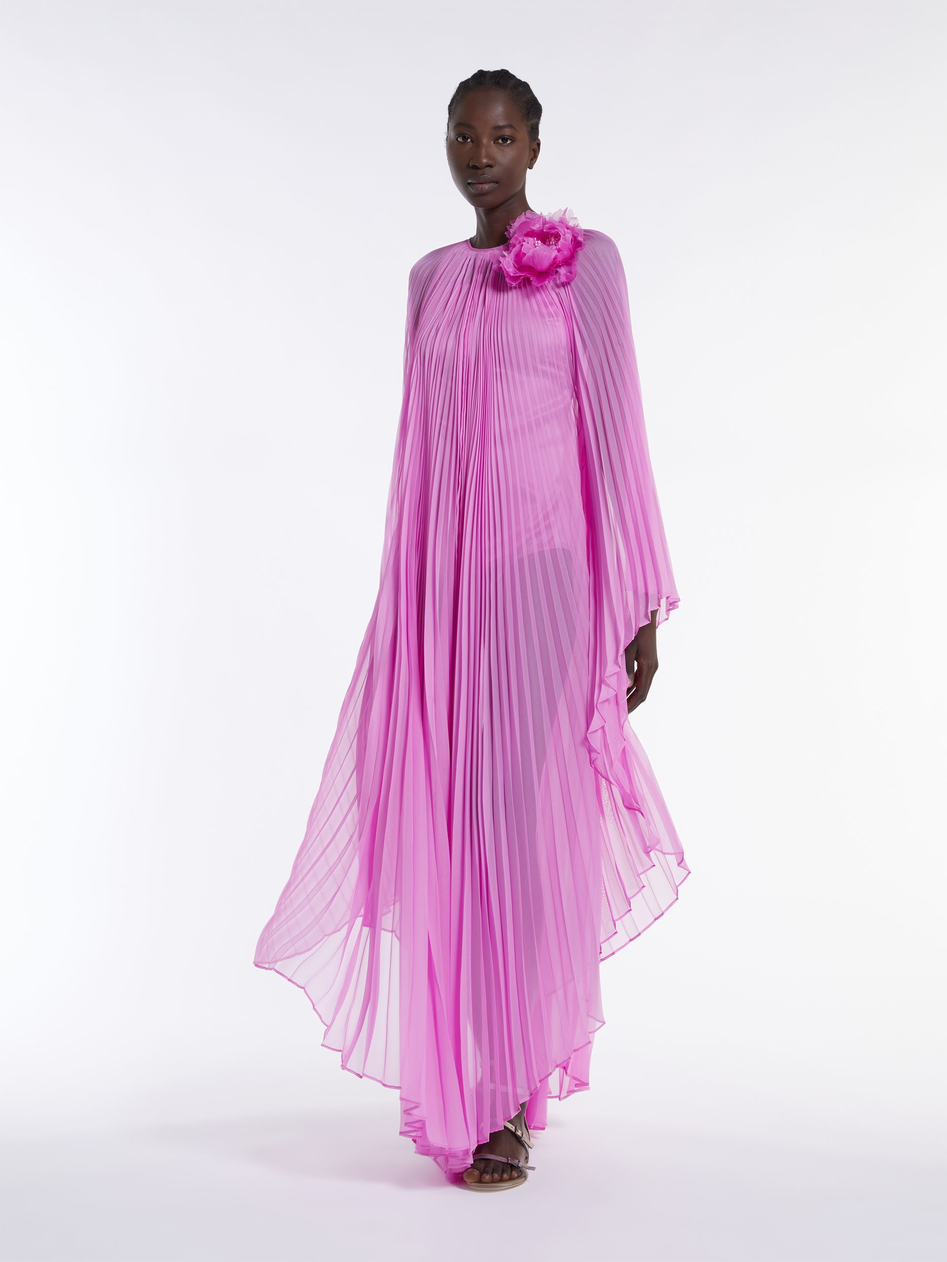 Max Mara FAREA Pleated chiffon kaftan dress REVERSIBLE