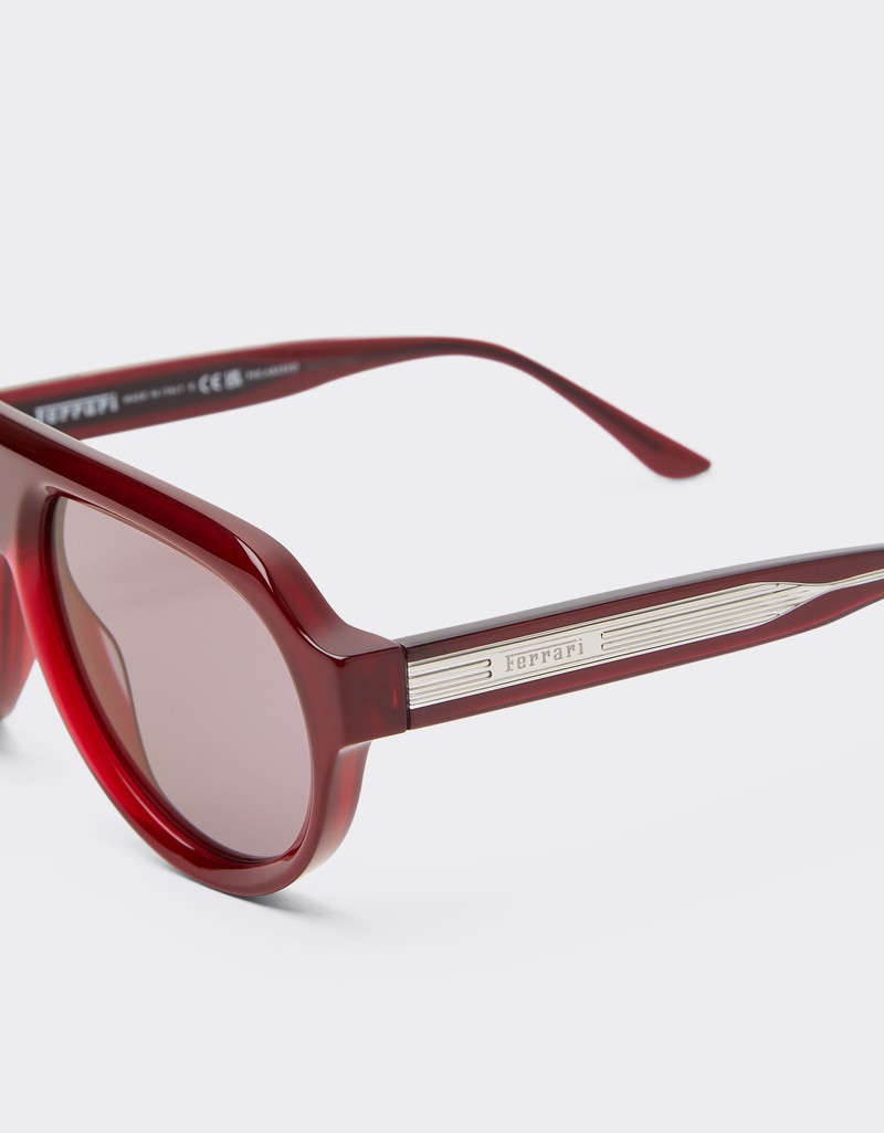 Ferrari sunglasses in opal red acetate with gold mirrored purple polarized lenses 7