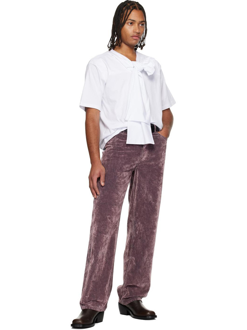 Dries Van Noten White Bow Neck Cotton T-shirt outlook