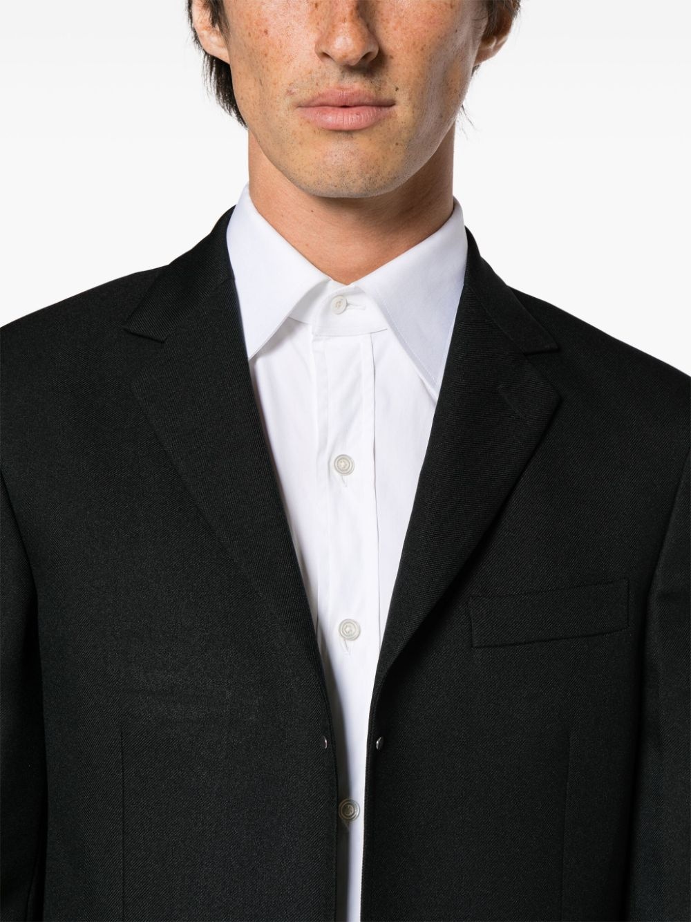 open-front twill blazer - 5