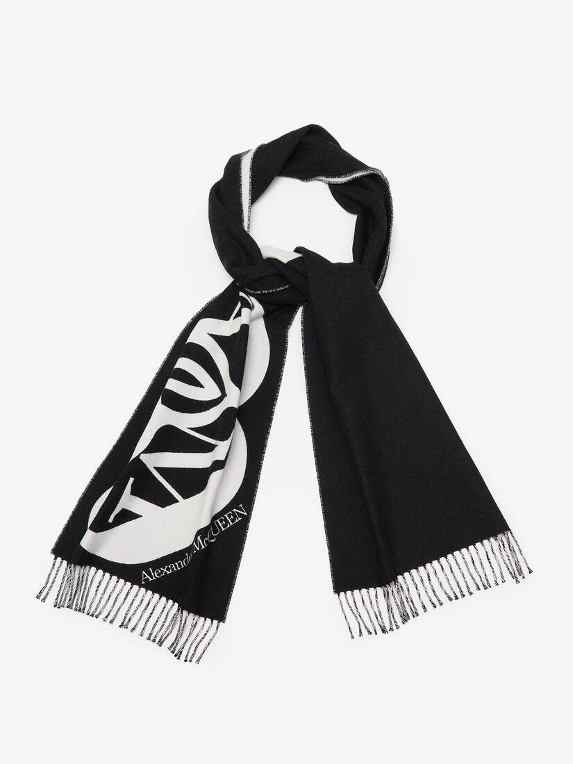 Women's Half Seal Logo Scarf in Black/ivory - 2