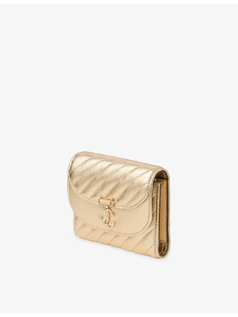 JIMMY CHOO Curve Marinda Quilted Metallic Leather Wallet outlook