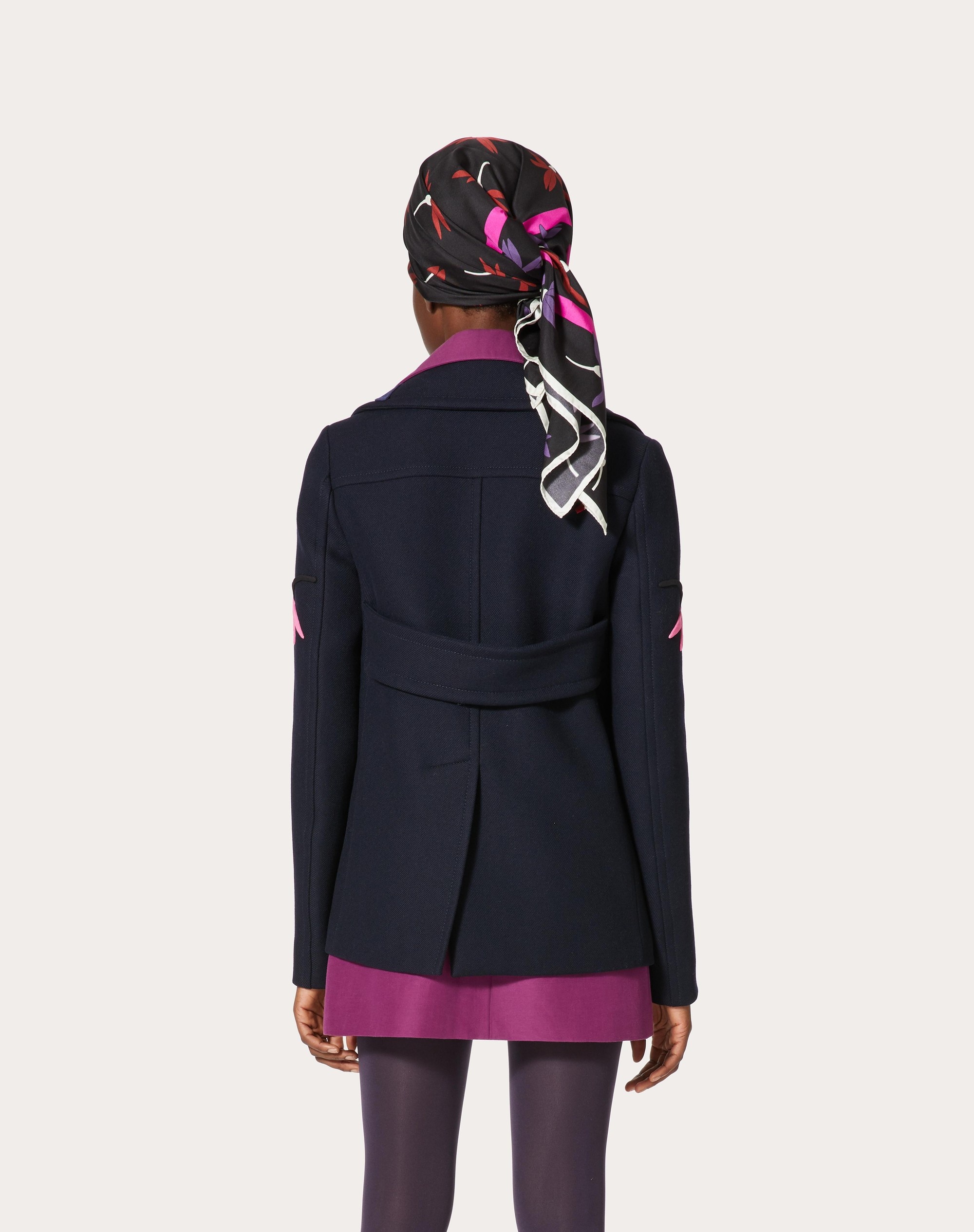 PEA COAT IN EMBROIDERED DIAGONAL DOUBLE WOOL - 4