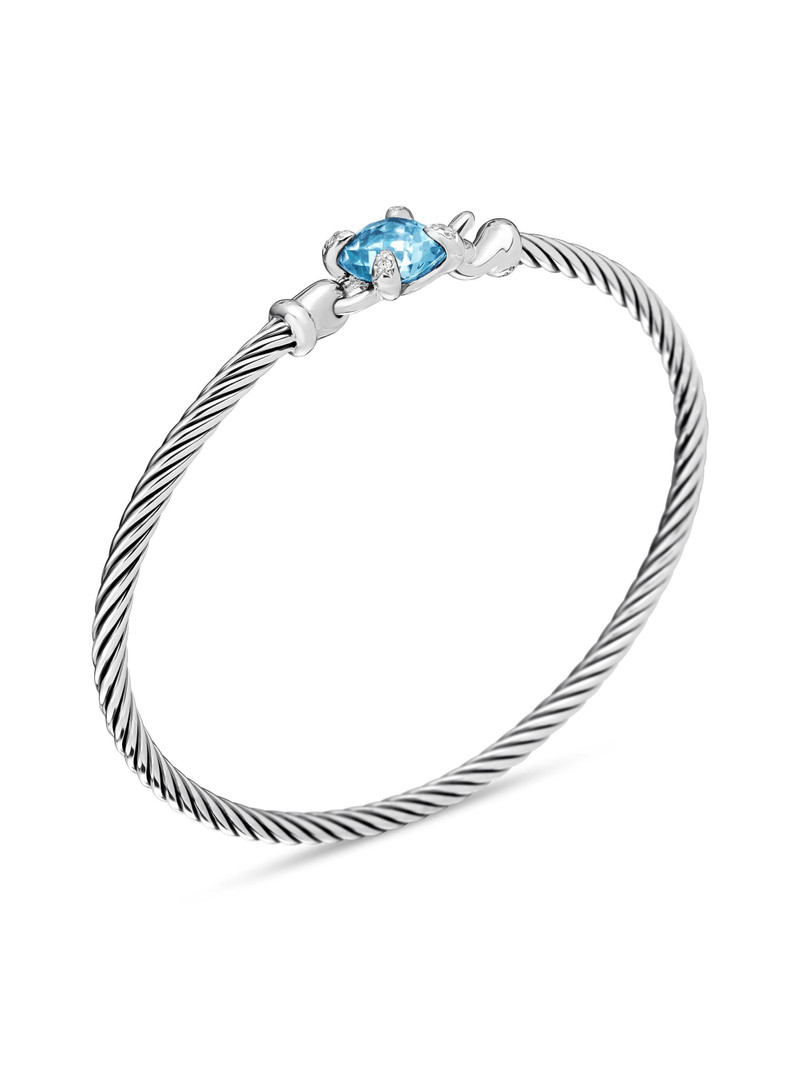 Women's Chatelaine Bracelet in Sterling Silver - Blue Topaz 4