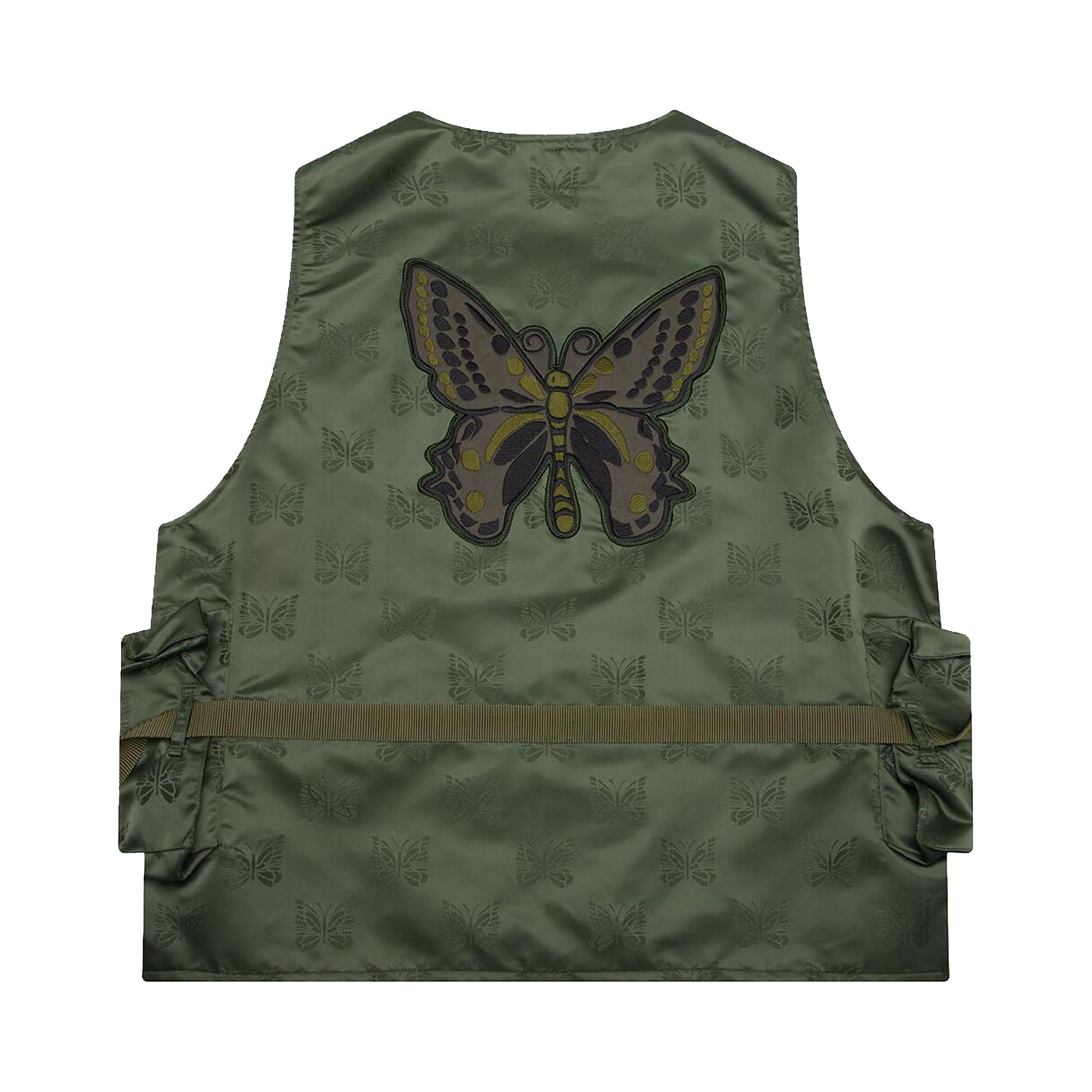 Needles Papillon Jacquard Sateen Radio Vest 'Olive' - 2