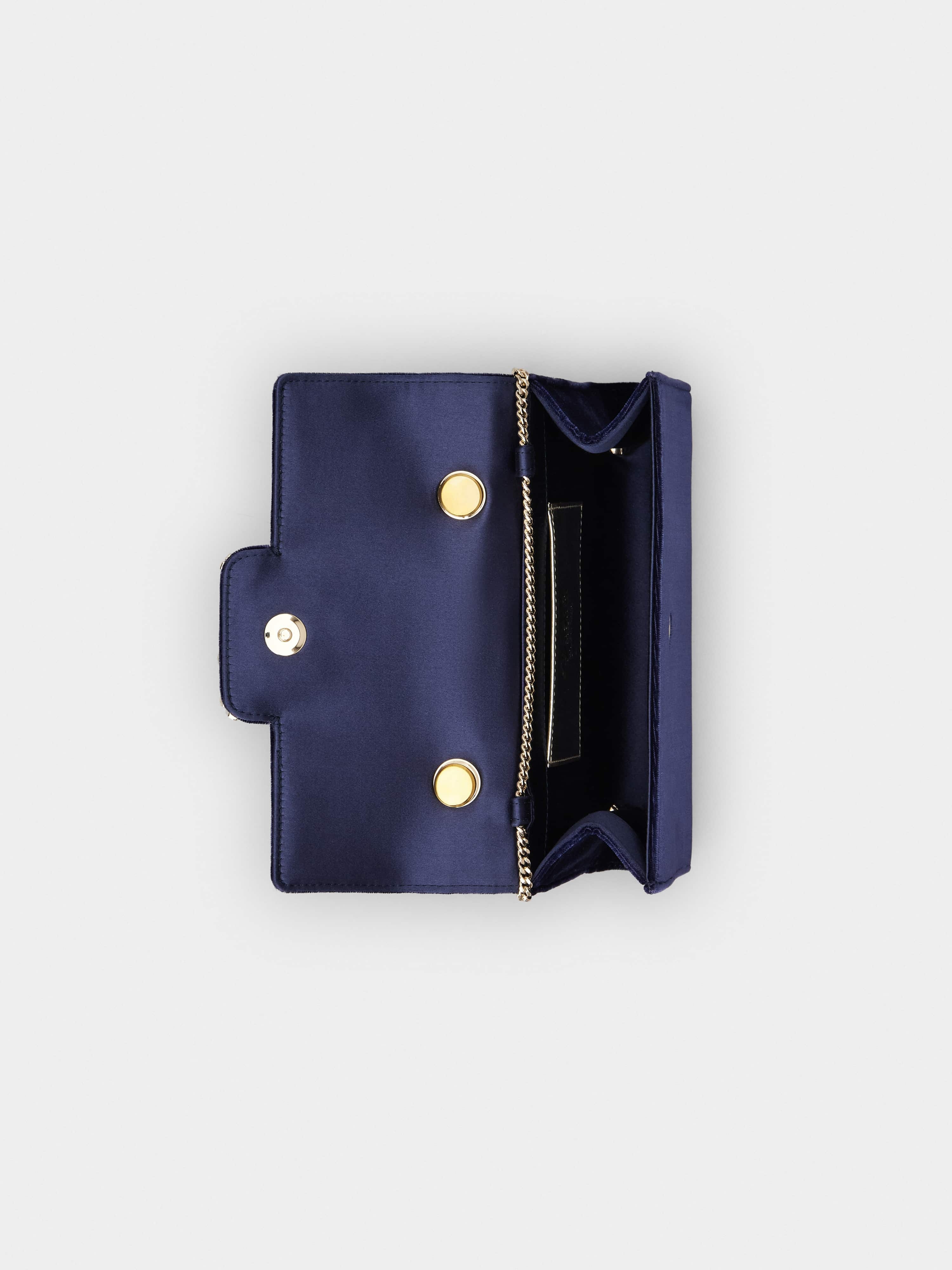 Flower Strass Jewel Buckle Mini Clutch Bag in Velvet - 6