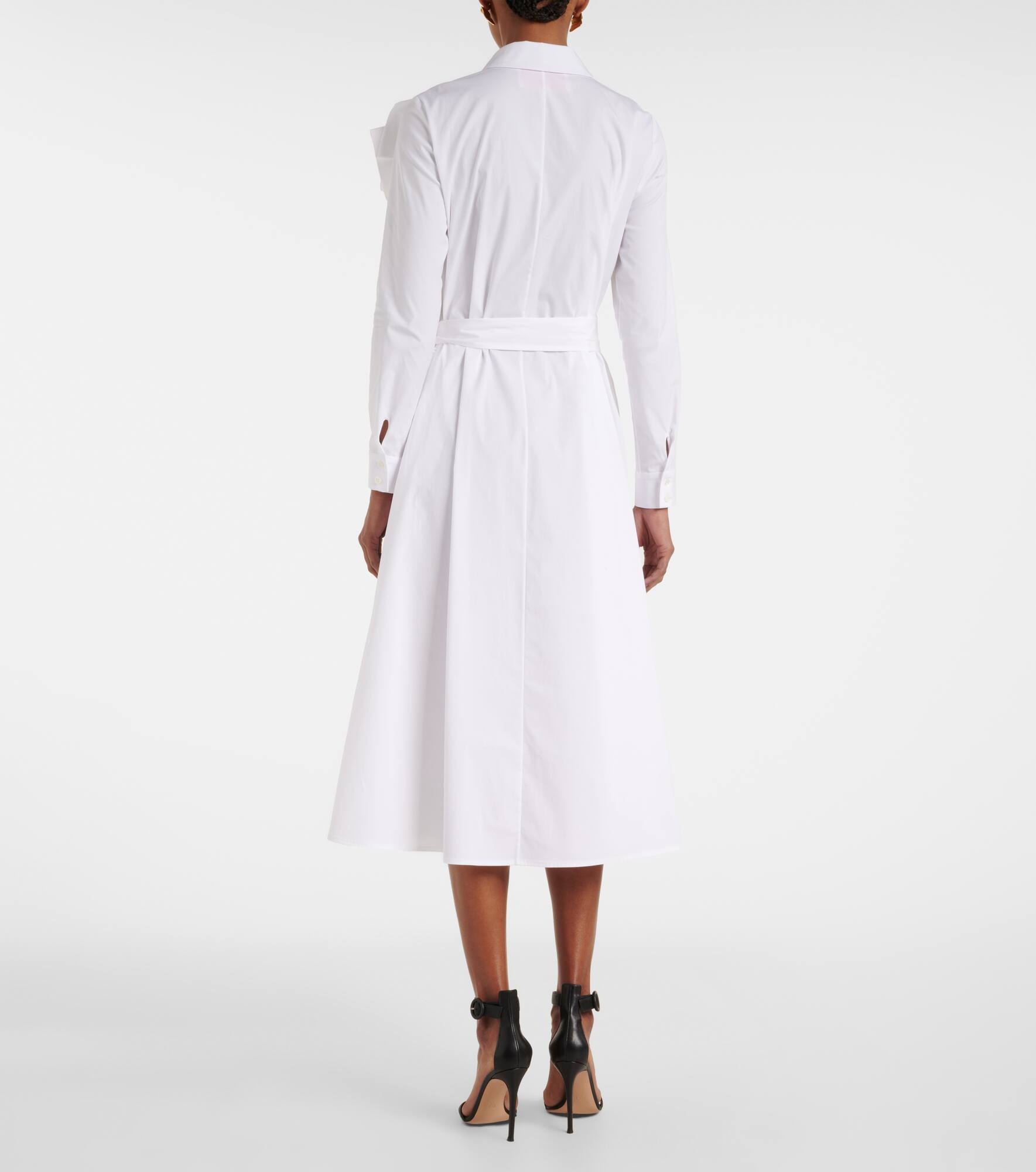 Floral-appliqué poplin shirtdress - 3