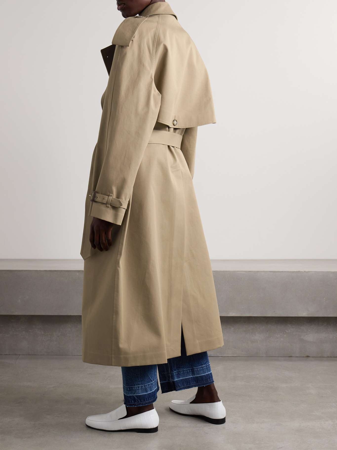 Belted double-breasted cotton-gabardine trench coat - 4