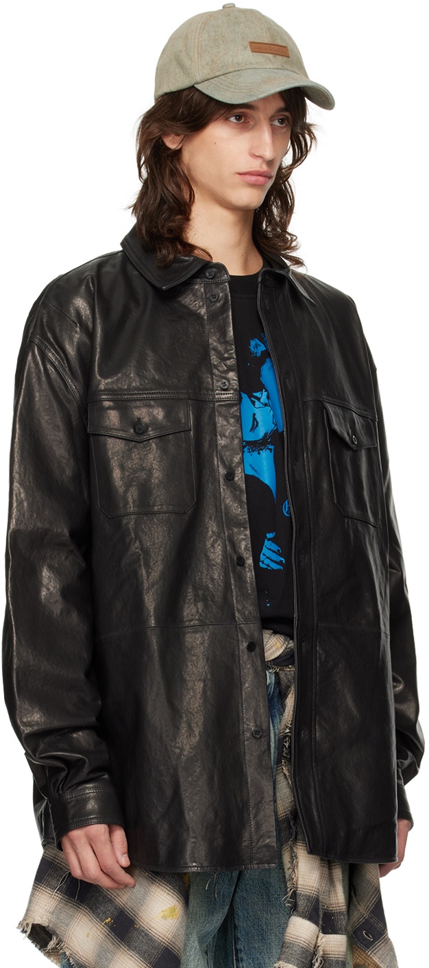 Black Post Punk Leather Jacket - 2