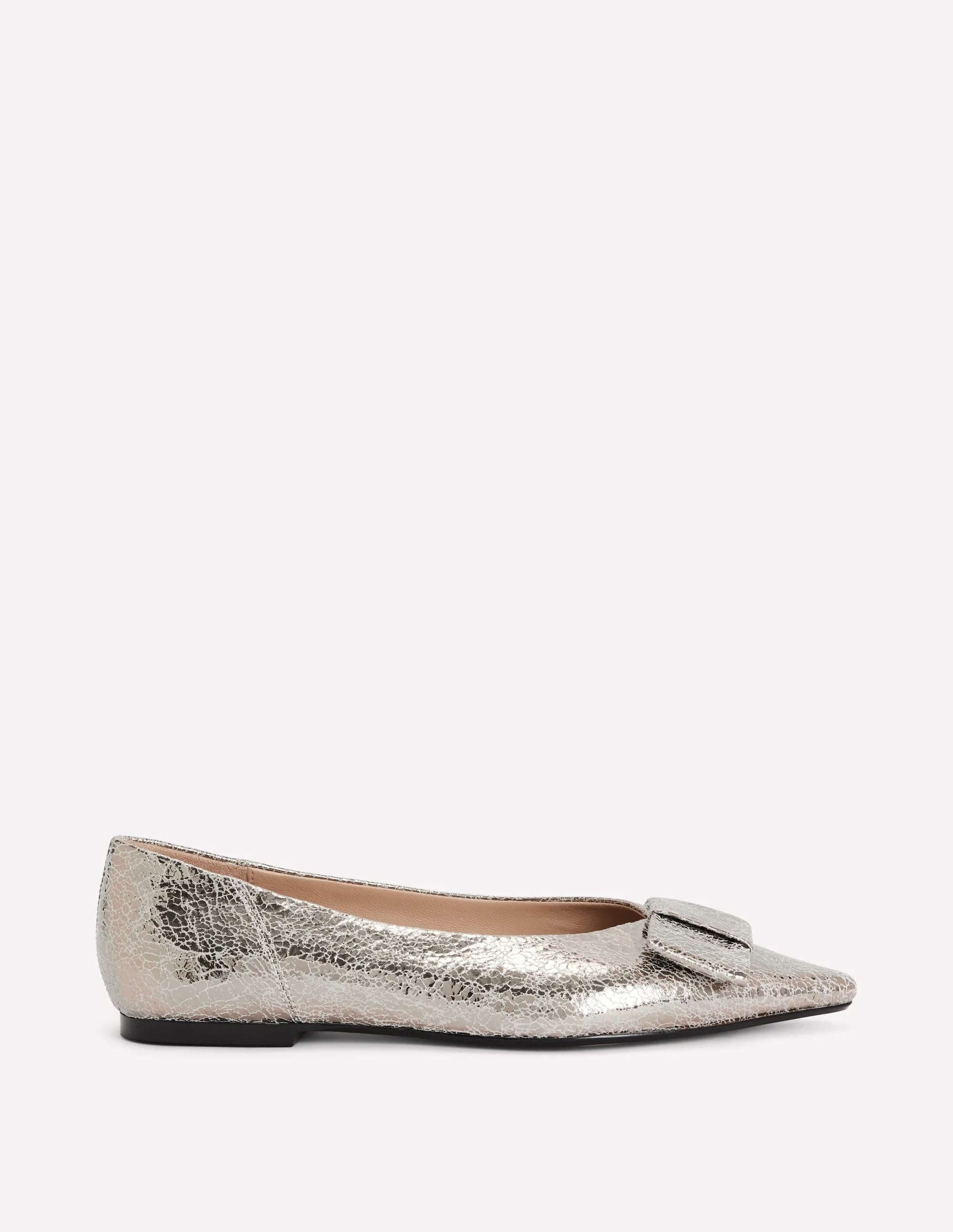 Nigella Bow Pointed Flats-Silver Metallic - 1