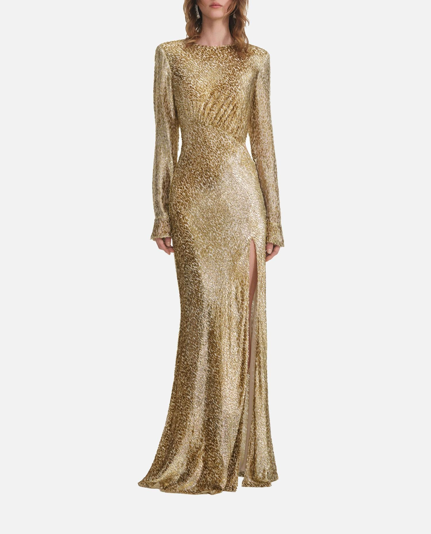 GOLD FIL COUPE MAXI DRESS - 3
