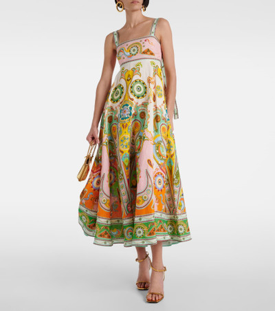 ALÉMAIS Pinball printed linen midi dress outlook
