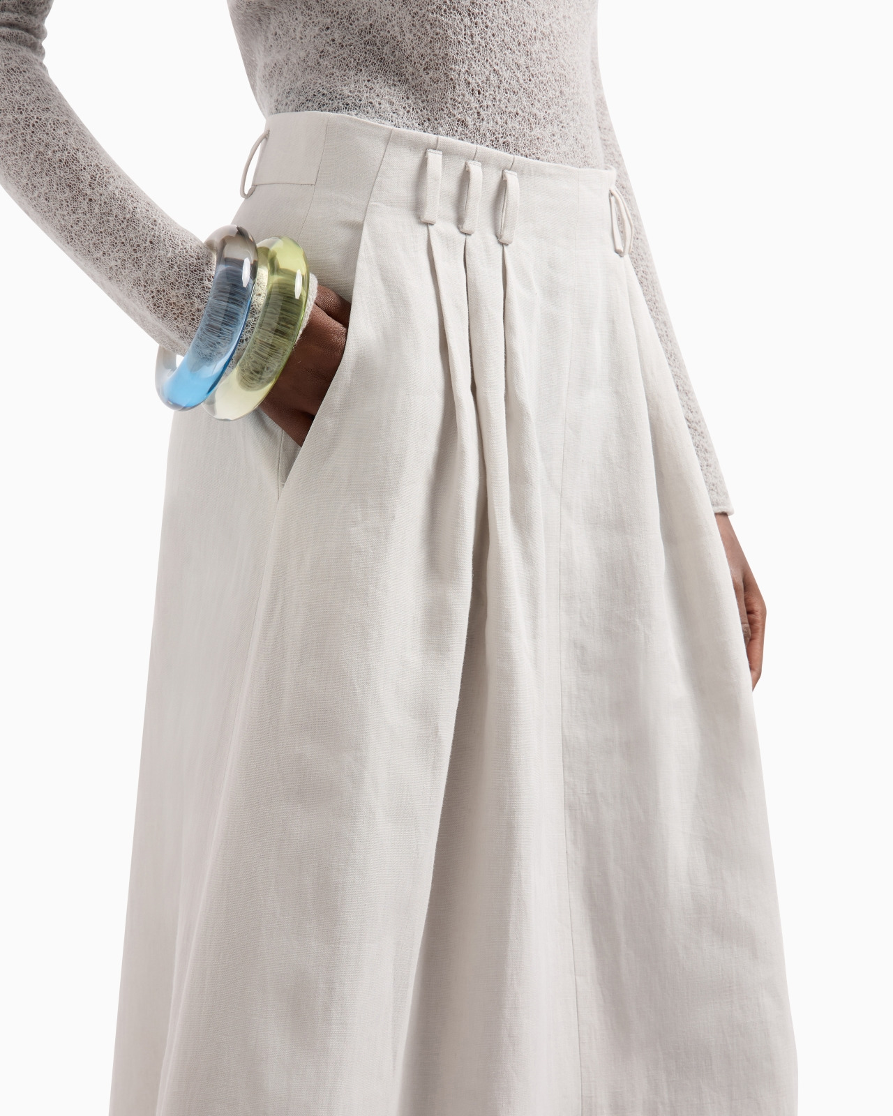 LONG LINEN SKIRT WITH PLEATS - 5