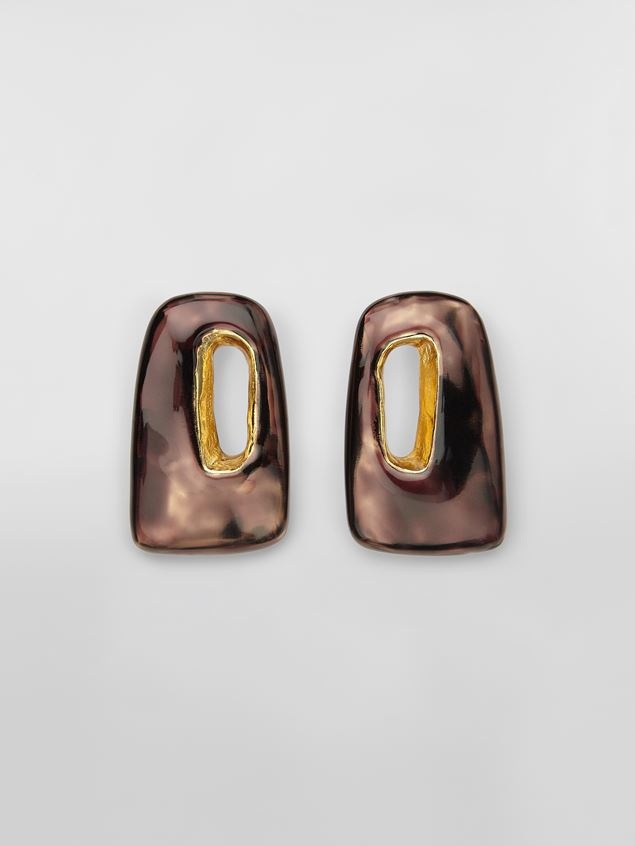 LIGHT METAL TRAPEZE EARRINGS COVERED WITH TRANSPARENT ENAMEL - 1