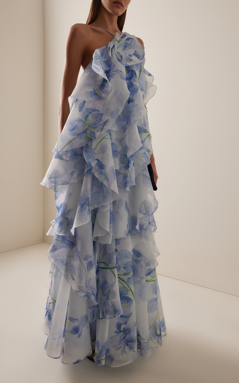 Pandorea Layered Floral-Print Chiffon Maxi Dress blue 3