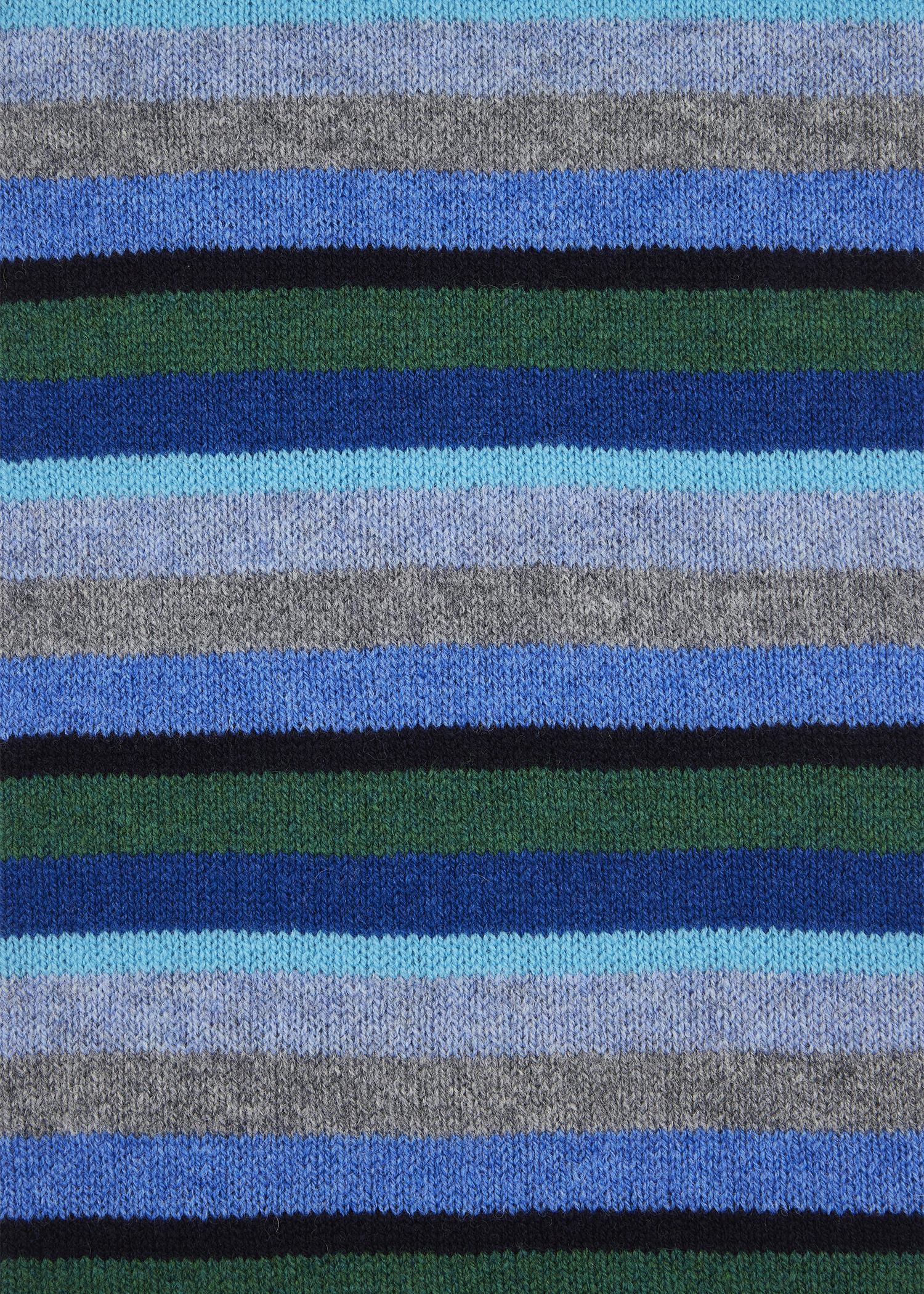 Blue Colour Block Stripe Lambswool Scarf - 3