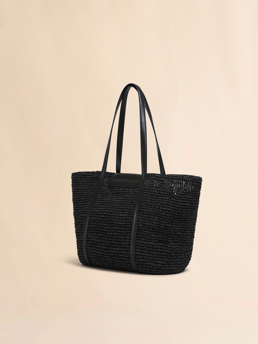 MEDIUM BLACK RAFFIA-EFFECT TRUNKAROO BEACH BAG - 3