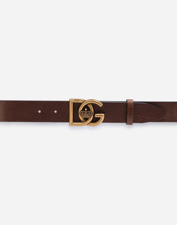 Tumbled leather belt with DG crosed logo - 3