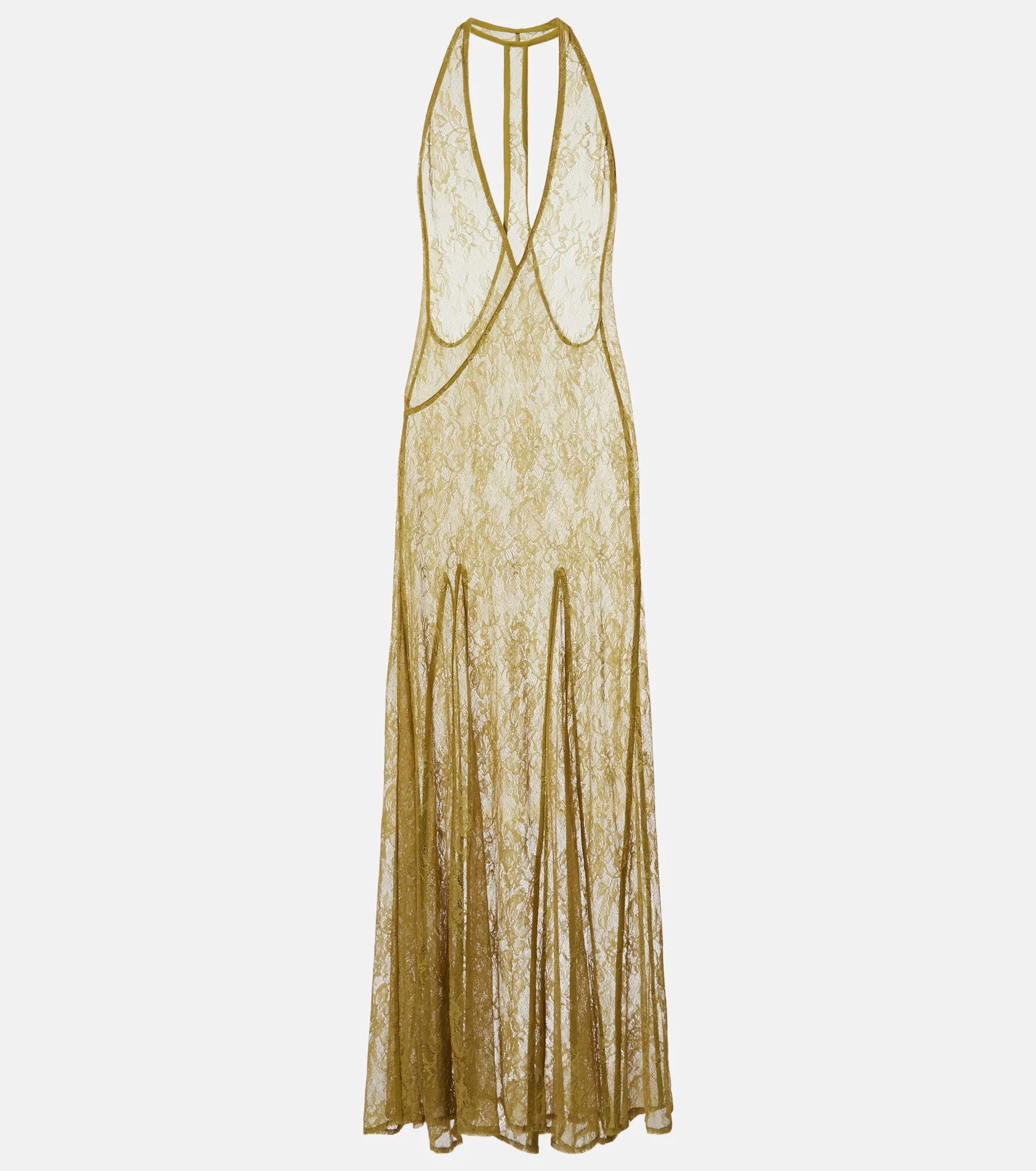 Sheer open-back lace maxi dress - 1