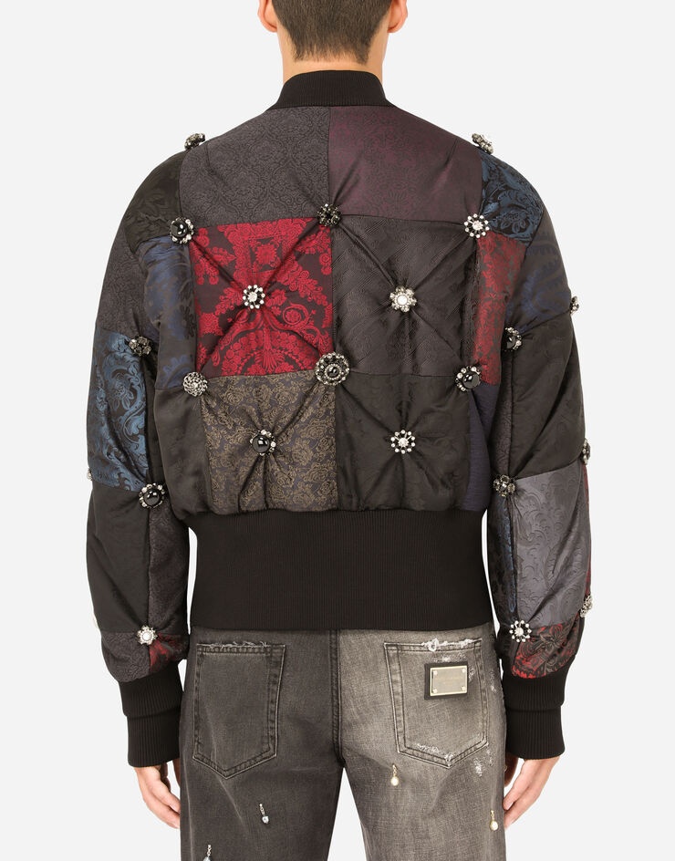 Wool jacquard and cotton patchwork jacket - 2