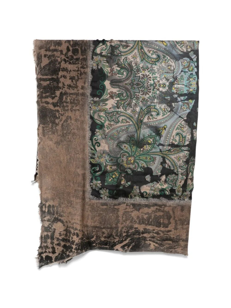 Scarf Hand Painted Paisley Print "Foulard" 1