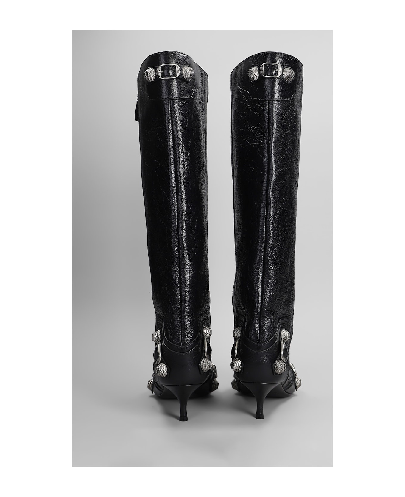 Cagole Wide Boot L50 Low Heels Boots In Black Leather - 4