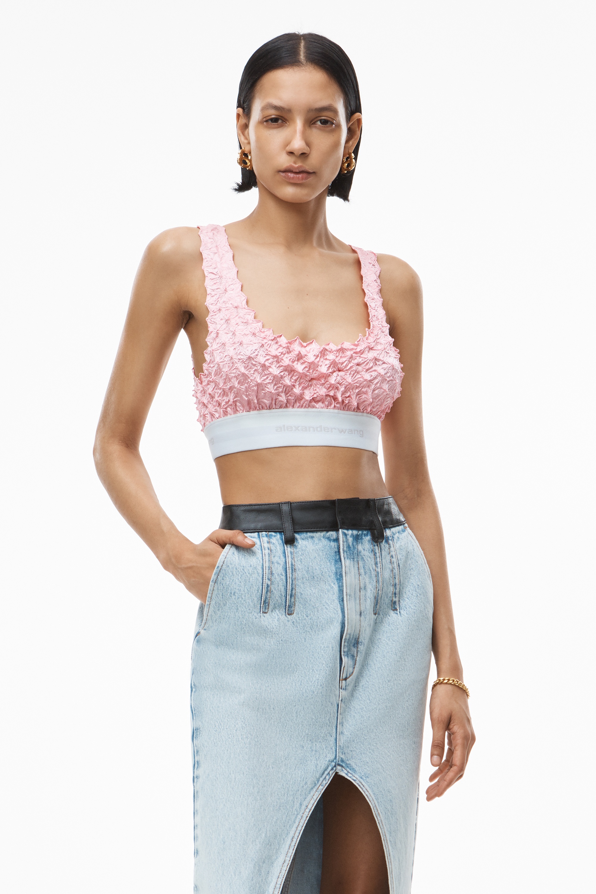 LOGO ELASTIC BAND BRA IN SHIBORI SATIN - 2