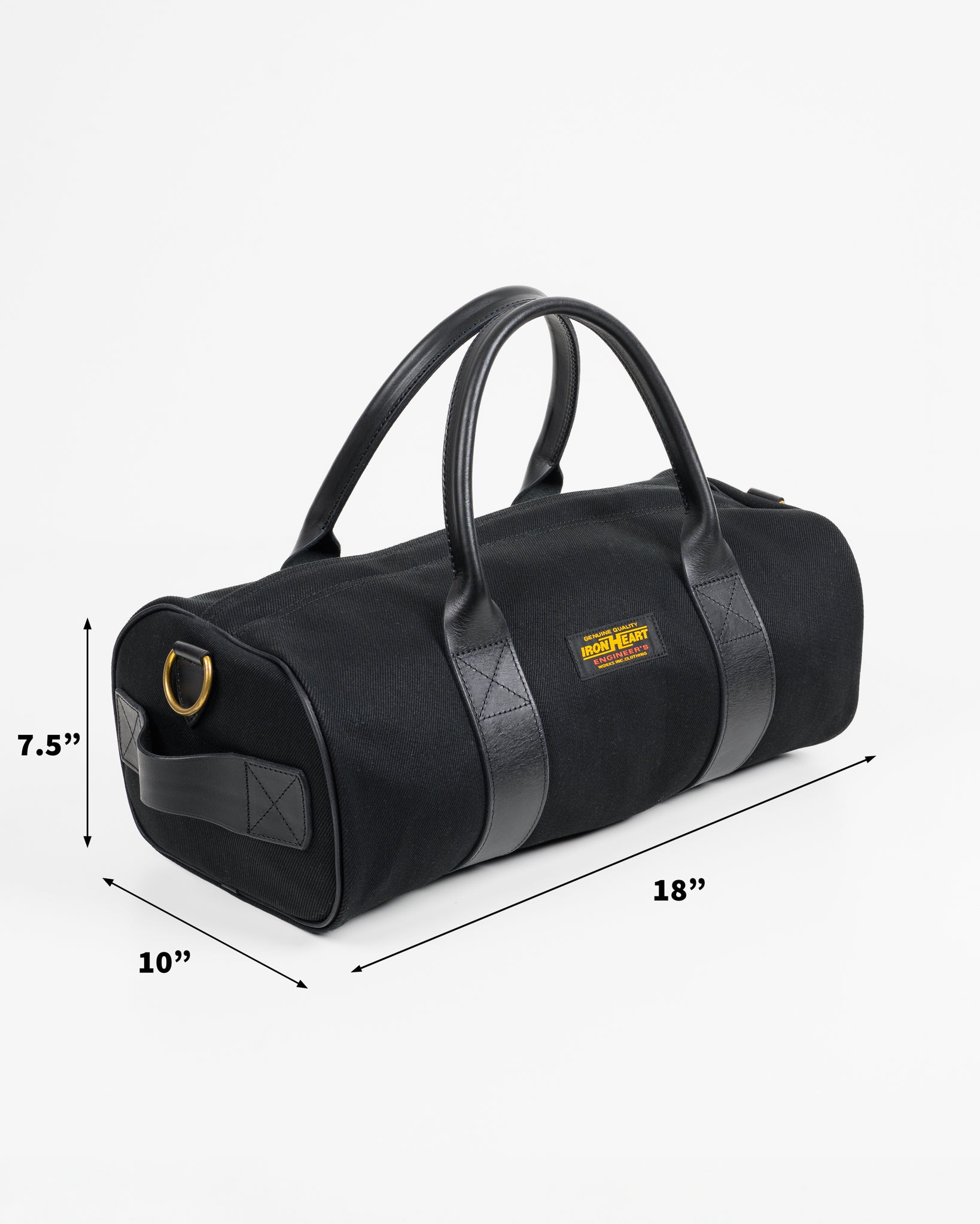 IHE-24-BLK 21oz Denim and Buttero Leather Holdall - Superblack - 7