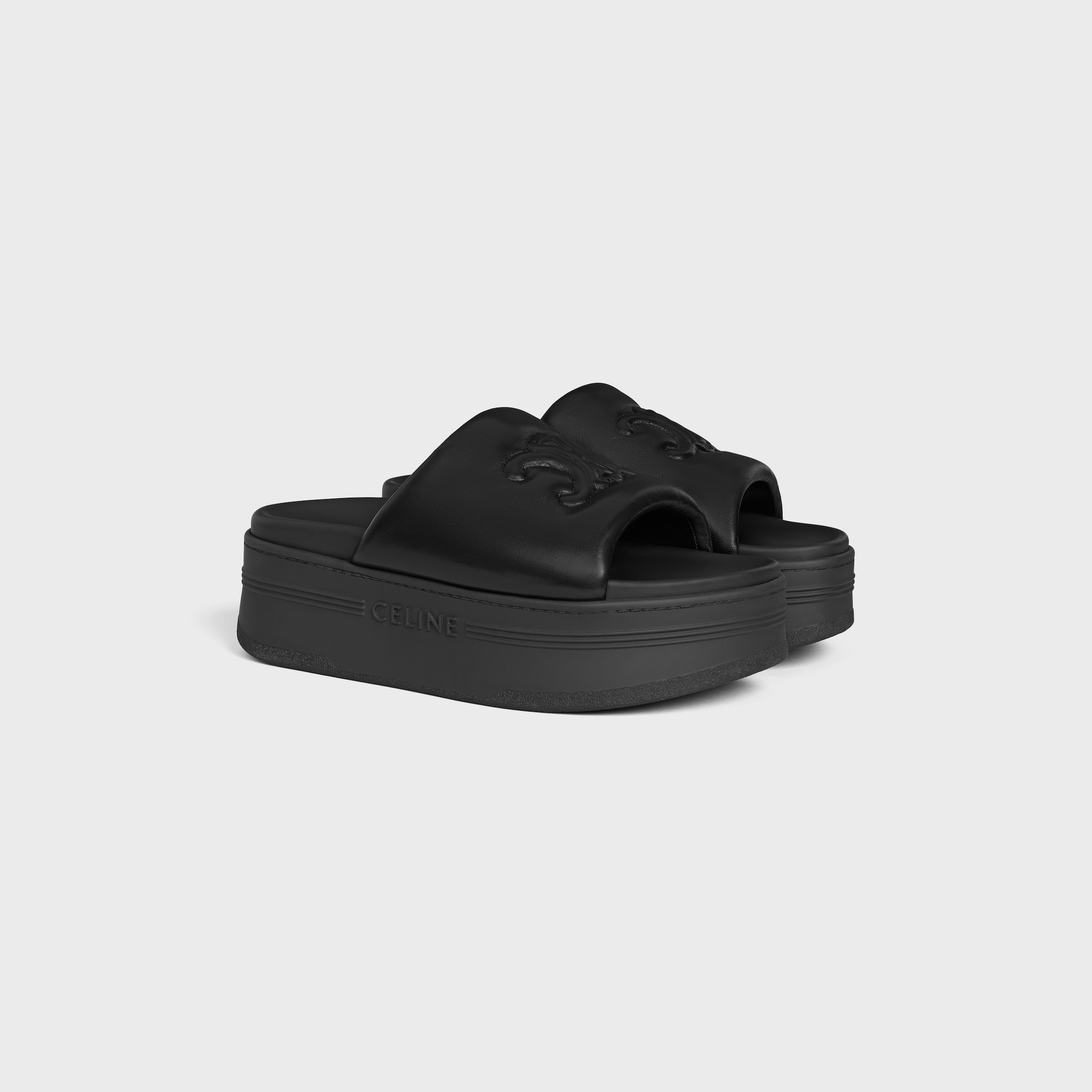 CELINE BLOCK SLIDE WITH TRIOMPHE IN LAMBSKIN - 2